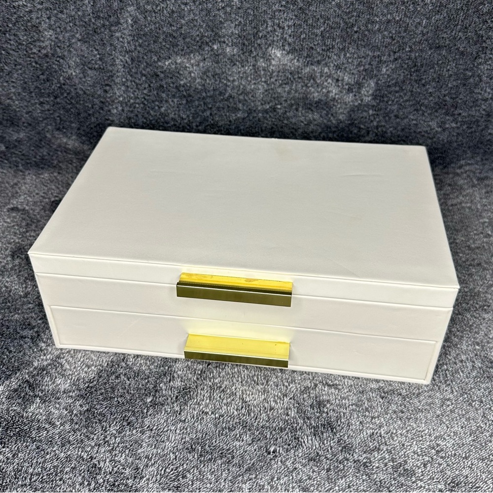 White Jewelry Box with Gold Accents